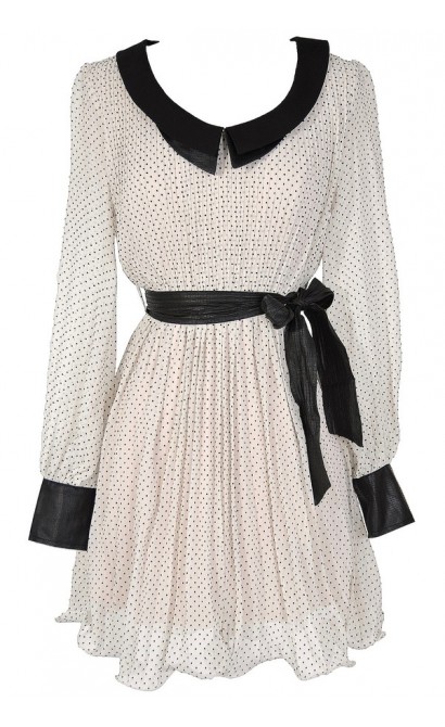 Black and Ivory Retro Dotted Dress 